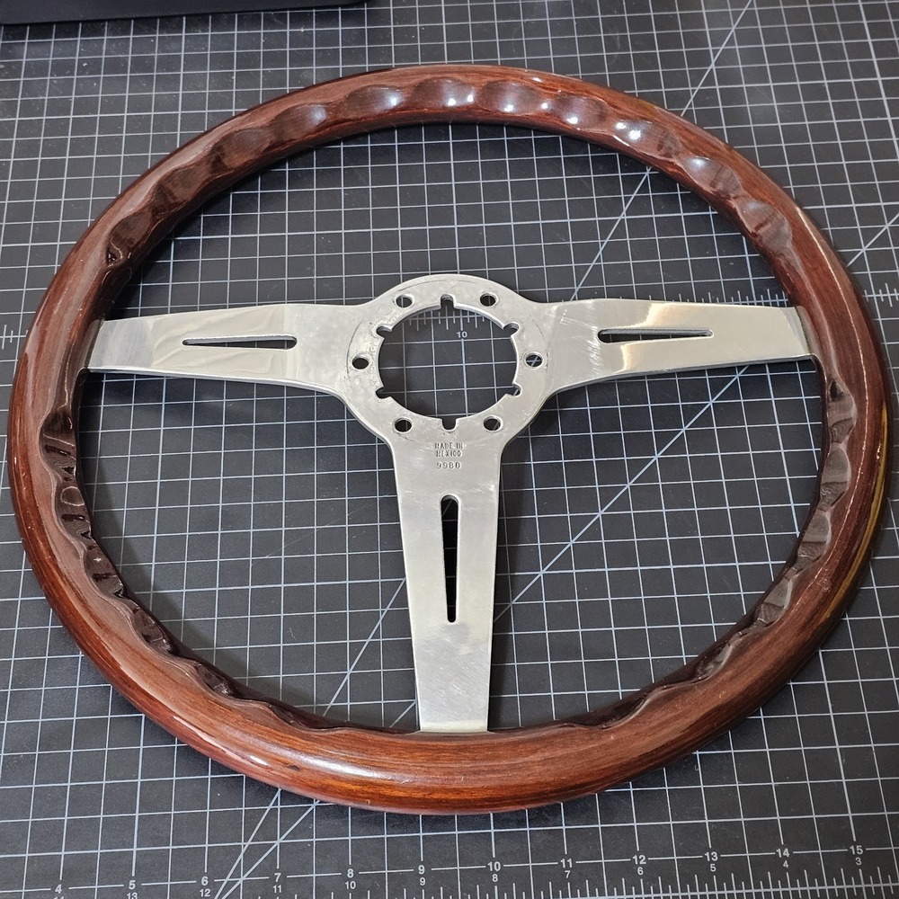 Grant 794 Classic Wood Steering Wheel 14" Polished 3 Spokes Corvette Chevy GM